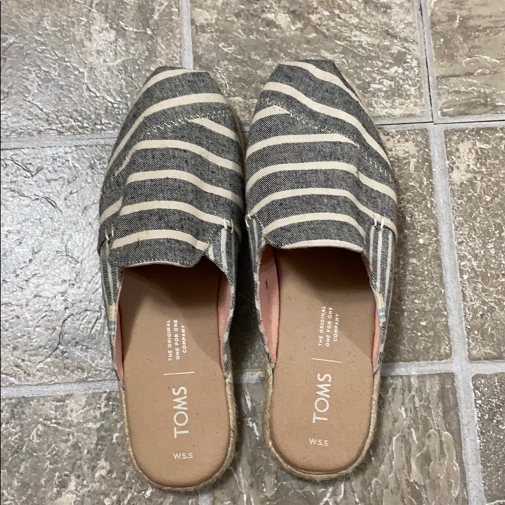 Toms Gray Slip-ons Size 5.5